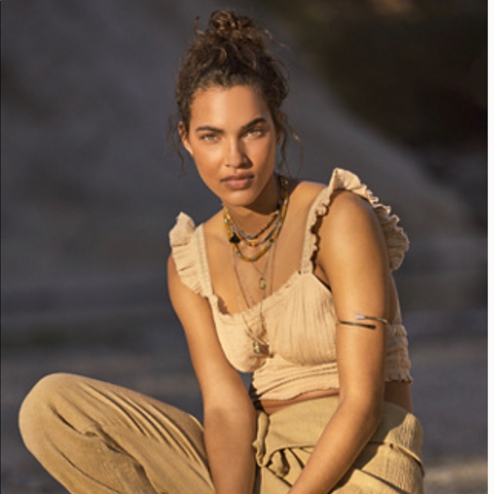 NWT Free People top (A Summer Fave) in bronze color, size M - sold out in stores